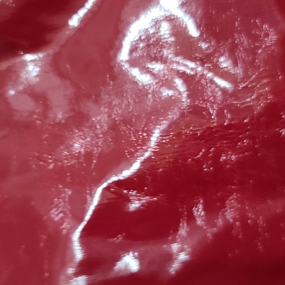 LAL Live A Little Womens Red Faux Patent Leather Zips Moto  Jacket Sz M GUC READ - Picture 8 of 13